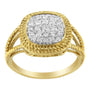 1/2 Ct. T.W. Diamond Square Cushion Cluster Split Shank Cocktail Ring in 10K Yellow Gold-Plated Sterling Silver, photo 2