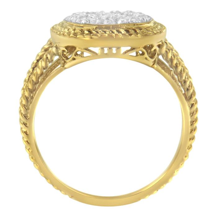 1/2 Ct. T.W. Diamond Square Cushion Cluster Split Shank Cocktail Ring in 10K Yellow Gold-Plated Sterling Silver, photo 4