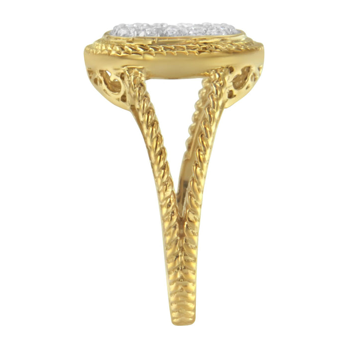 1/2 Ct. T.W. Diamond Square Cushion Cluster Split Shank Cocktail Ring in 10K Yellow Gold-Plated Sterling Silver, photo 6