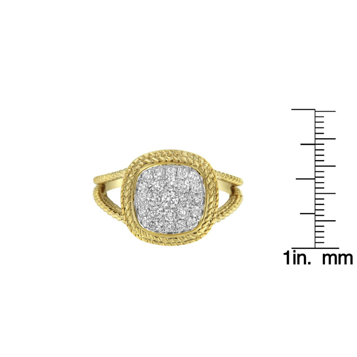 1/2 Ct. T.W. Diamond Square Cushion Cluster Split Shank Cocktail Ring in 10K Yellow Gold-Plated Sterling Silver, photo 7