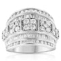 Anillo de cóctel ahusado de varias hileras de canal con diamantes redondos y baguette de 2 ct. p.t. en plata de ley, foto 2