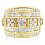 Anillo de cóctel ahusado de varias hileras de canal con diamantes redondos y baguette de 2 ct. p.t. en plata de ley, foto 7