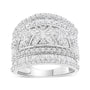 Anillo de banda de varias hileras con borde de diamantes de 2 ct. p.t. en plata de ley, foto 1