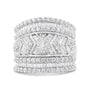 Anillo de banda de varias hileras con borde de diamantes de 2 ct. p.t. en plata de ley, foto 2