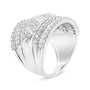 Anillo de banda de varias hileras con borde de diamantes de 2 ct. p.t. en plata de ley, foto 4