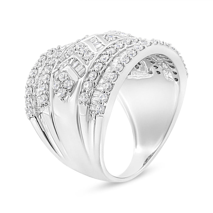 Anillo de banda de varias hileras con borde de diamantes de 2 ct. p.t. en plata de ley, foto 4