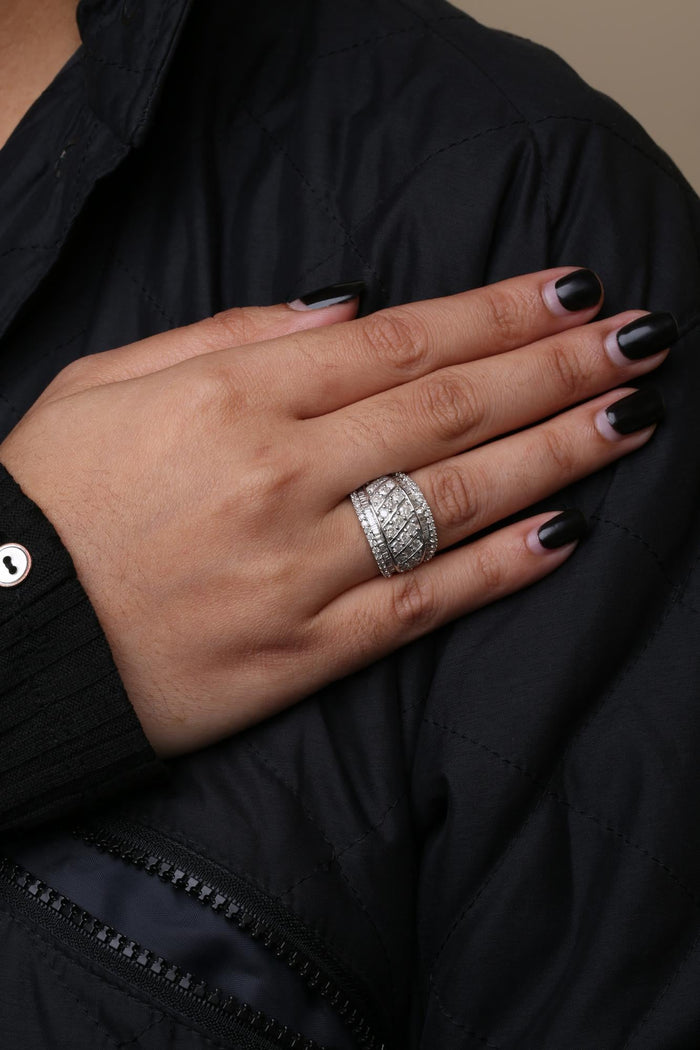 2 Ct. T.W. Diamond Multi Row Cocktail Ring in Sterling Silver, photo 3