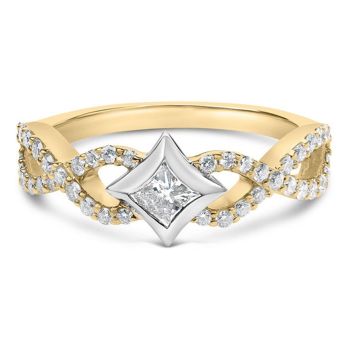 Anillo de cometa y brazo trenzado con diamantes de color de 5/8 ct. p.t. en oro de dos tonos de 10K, foto 1