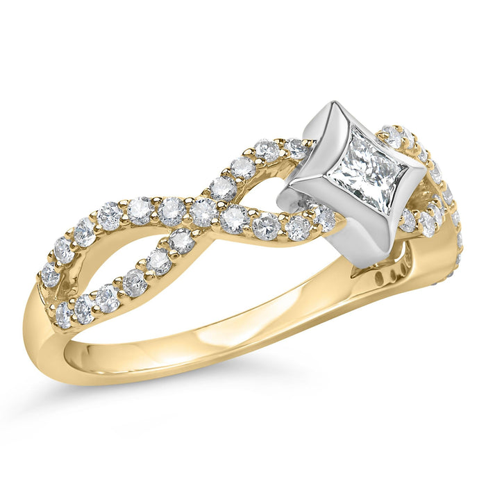 Anillo de cometa y brazo trenzado con diamantes de color de 5/8 ct. p.t. en oro de dos tonos de 10K, foto 4