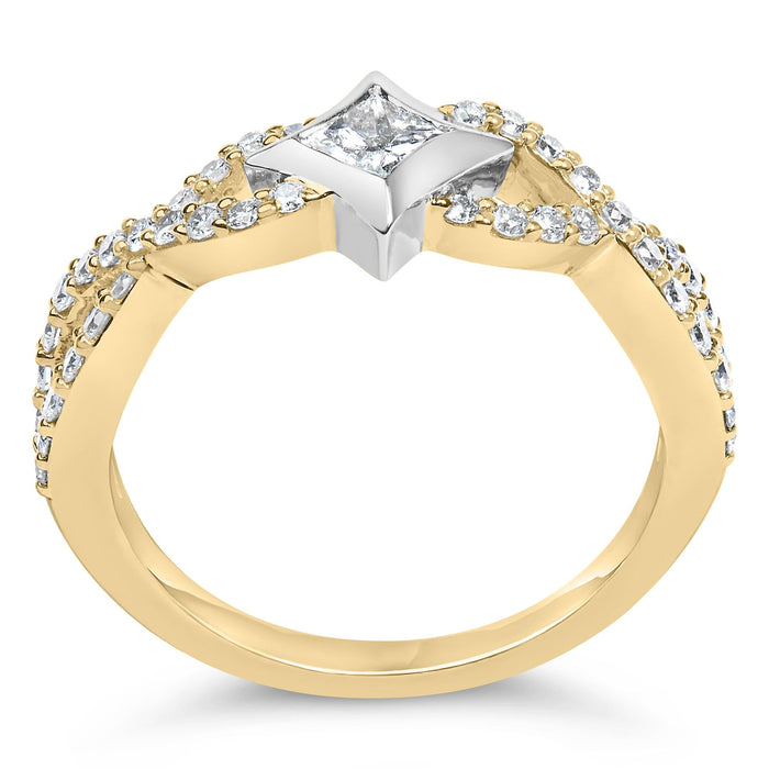 Anillo de cometa y brazo trenzado con diamantes de color de 5/8 ct. p.t. en oro de dos tonos de 10K, foto 6