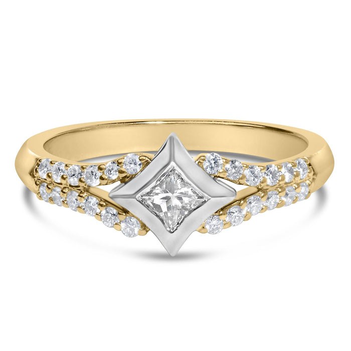 1/2 Ct. T.W. Color Diamond Kite and Split Shank Ring in 10K Two-Tone Gold, photo 1