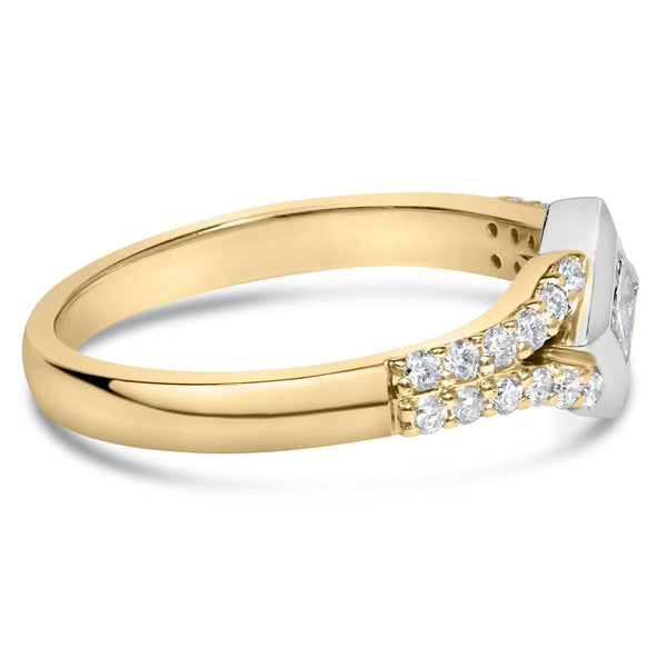 1/2 Ct. T.W. Color Diamond Kite and Split Shank Ring in 10K Two-Tone Gold, photo 2