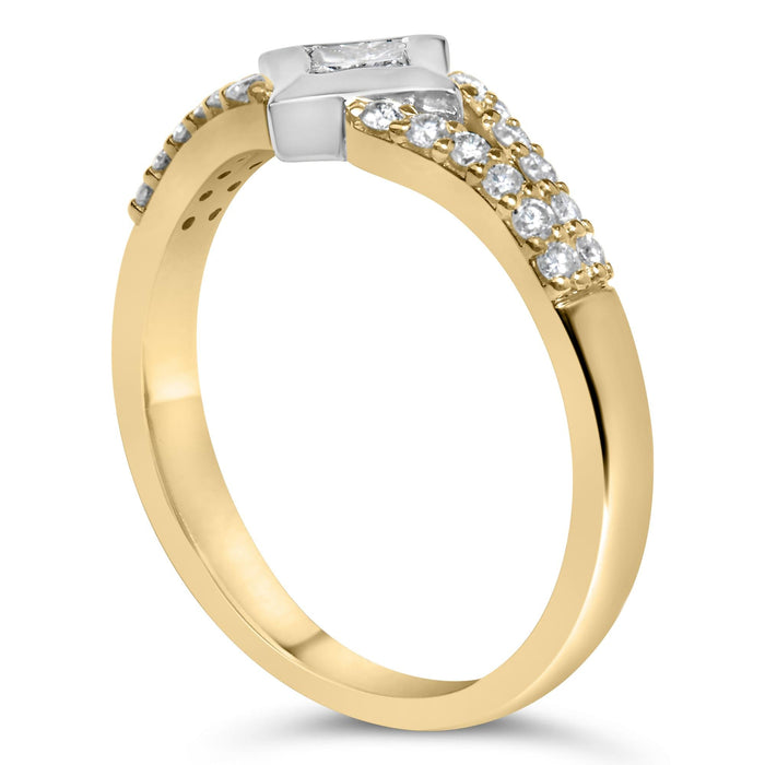 1/2 Ct. T.W. Color Diamond Kite and Split Shank Ring in 10K Two-Tone Gold, photo 5