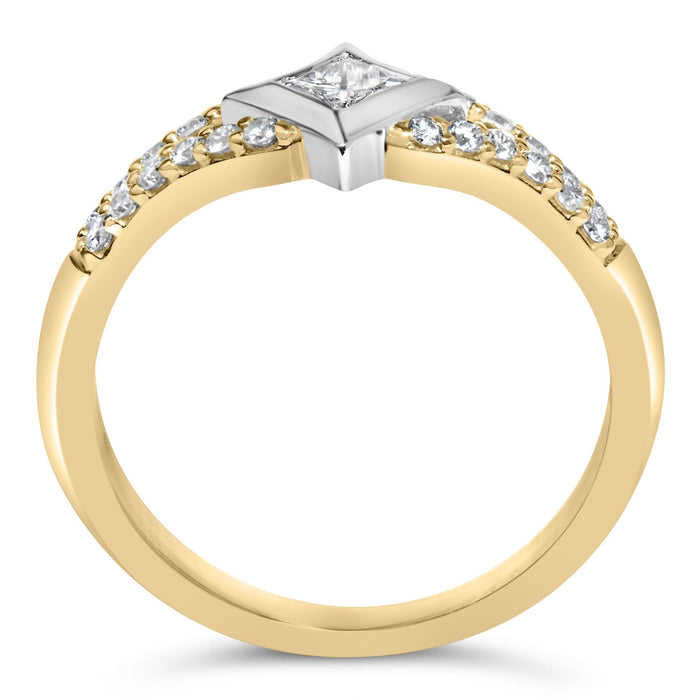 1/2 Ct. T.W. Color Diamond Kite and Split Shank Ring in 10K Two-Tone Gold, photo 6