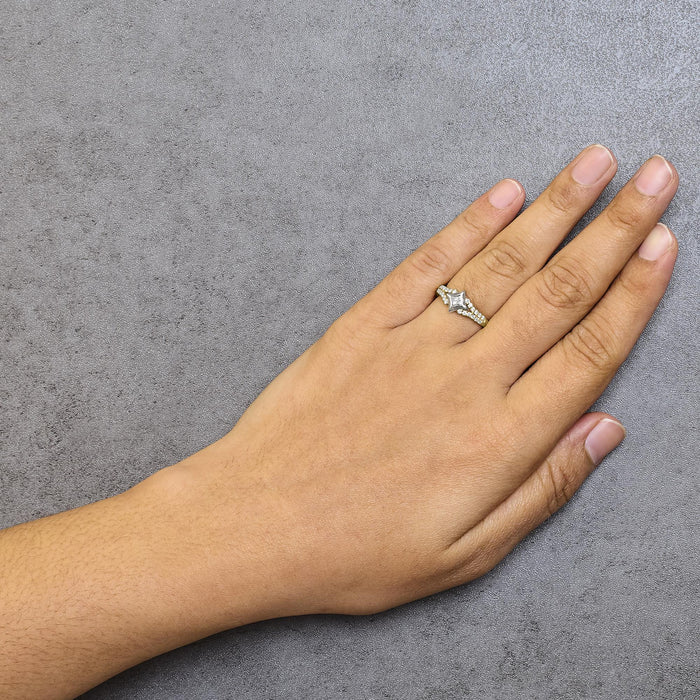 1/2 Ct. T.W. Color Diamond Kite and Split Shank Ring in 10K Two-Tone Gold, photo 3