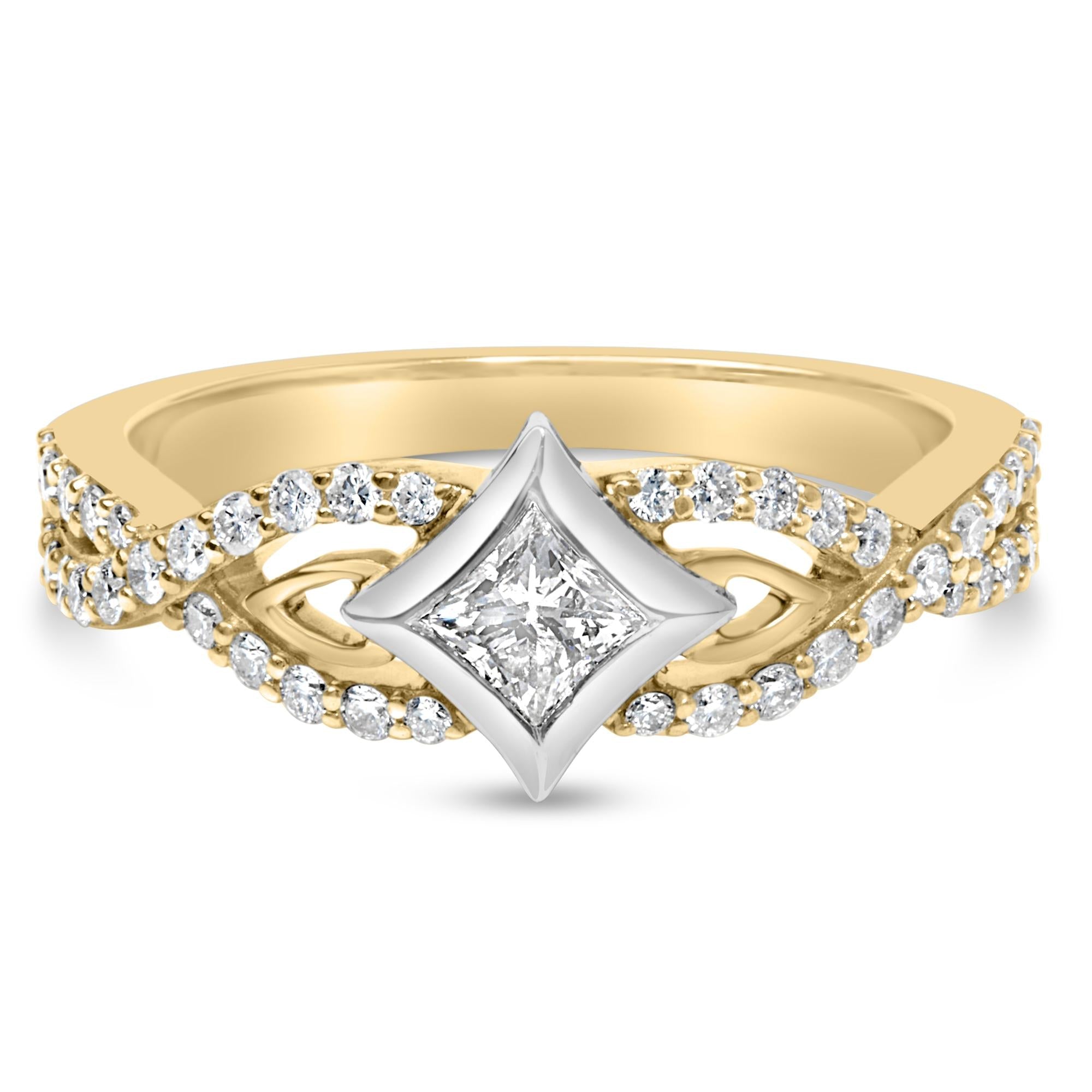 2/3 Ct. T.W. Color Diamond Kite and Twist Shank Ring in 10K Two-Tone Gold, photo 1