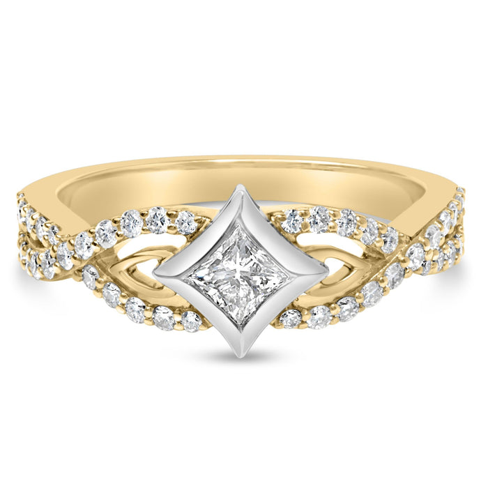 2/3 Ct. T.W. Color Diamond Kite and Twist Shank Ring in 10K Two-Tone Gold, photo 1