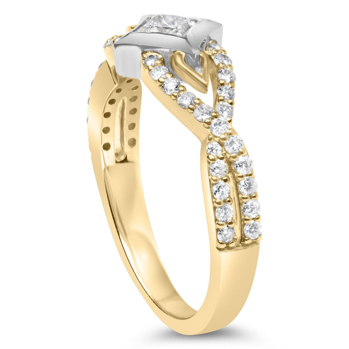 2/3 Ct. T.W. Color Diamond Kite and Twist Shank Ring in 10K Two-Tone Gold, photo 5