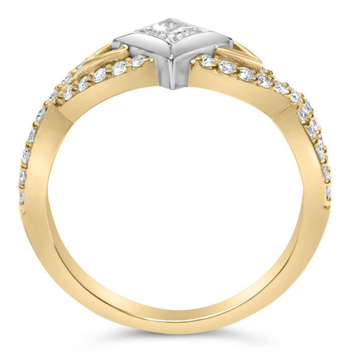 2/3 Ct. T.W. Color Diamond Kite and Twist Shank Ring in 10K Two-Tone Gold, photo 6