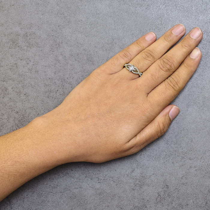 2/3 Ct. T.W. Color Diamond Kite and Twist Shank Ring in 10K Two-Tone Gold, photo 3