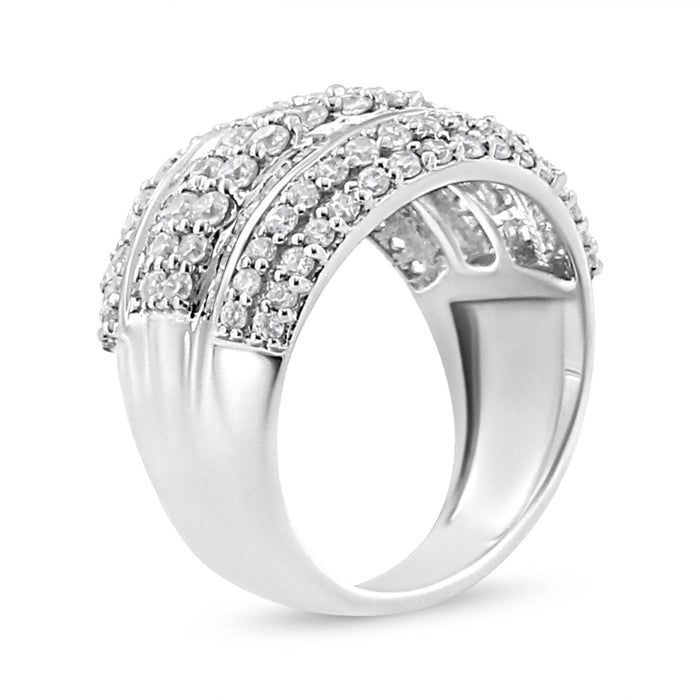 Anillo de racimo con diamantes redondos y baguette de 2 ct. p.t. en plata de ley, foto 4