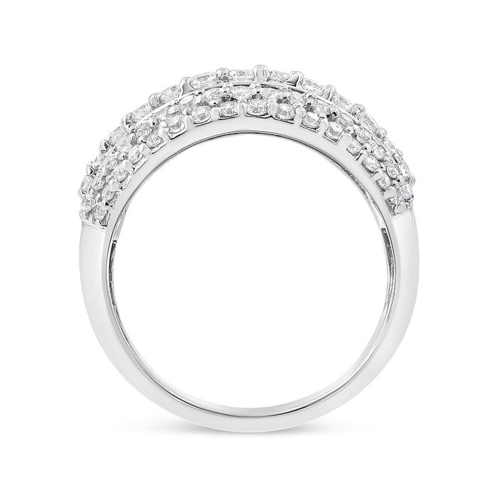 Anillo de racimo con diamantes redondos y baguette de 2 ct. p.t. en plata de ley, foto 5