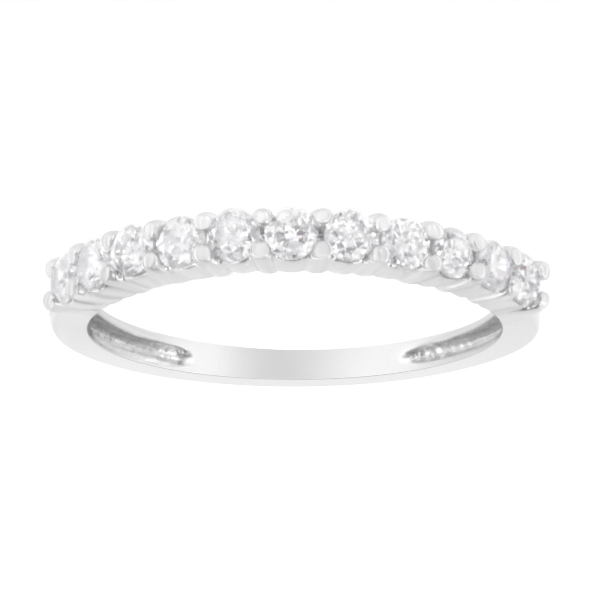 1/2 Ct. T.W. Shared-Prong-Set Brilliant Round-Cut Diamond 11 Stone Band Ring in Sterling Silver, photo 1