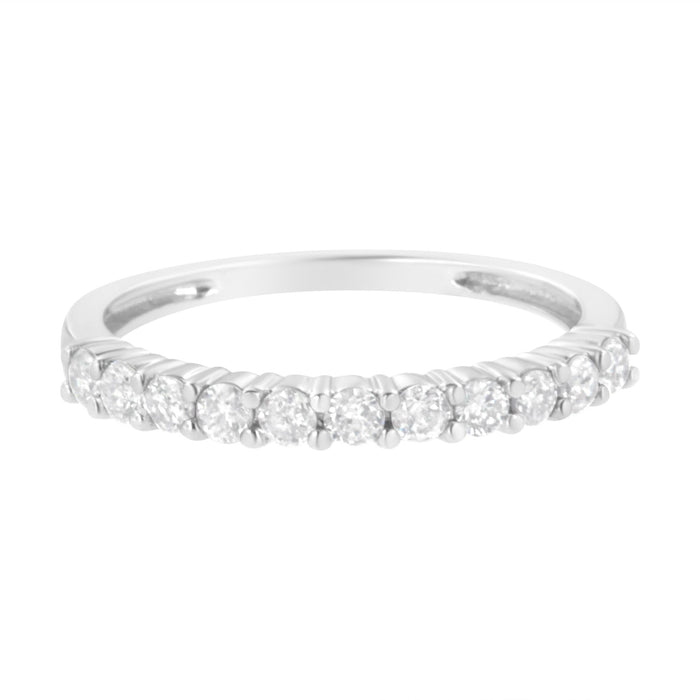 1/2 Ct. T.W. Shared-Prong-Set Brilliant Round-Cut Diamond 11 Stone Band Ring in Sterling Silver, photo 4