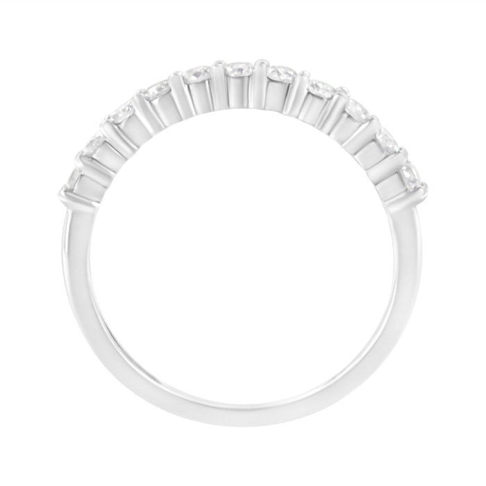 1/2 Ct. T.W. Shared-Prong-Set Brilliant Round-Cut Diamond 11 Stone Band Ring in Sterling Silver, photo 5