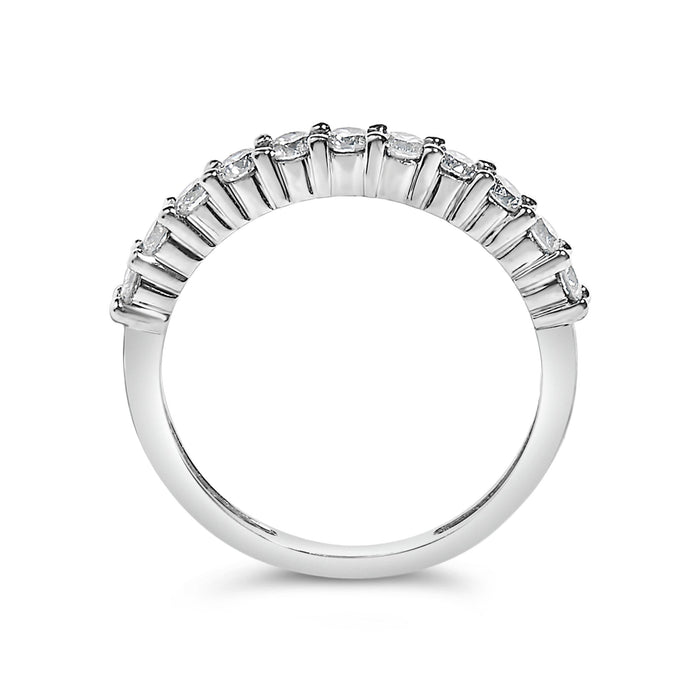 Anillo estilo banda acanalada de garras con diamantes certificados por IGI de 1/2 ct. p.t. en oro blanco de 10K, foto 6