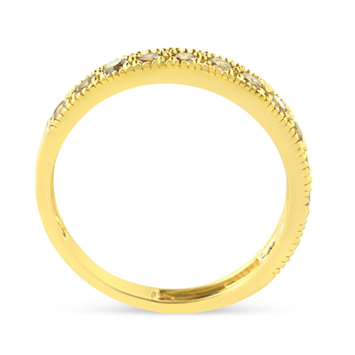 Anillo de banda de garras con cuentas milgrain y diamantes certificados por IGI de 1/2 ct. p.t. en oro amarillo de 10K, foto 2