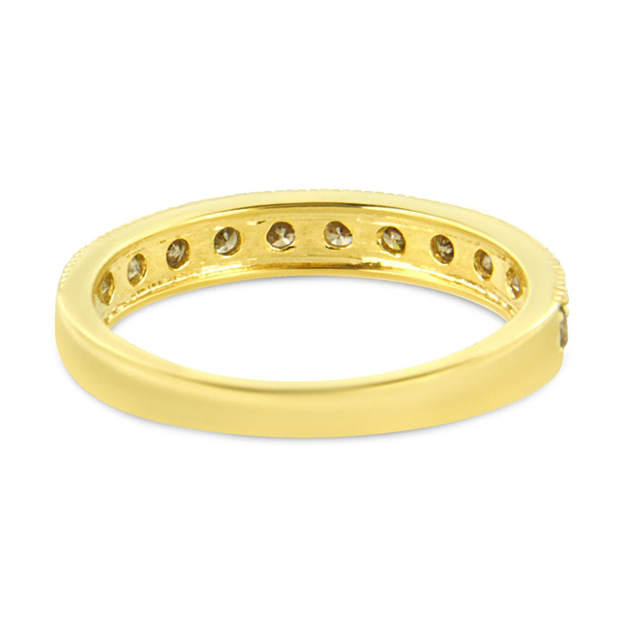Anillo de banda de garras con cuentas milgrain y diamantes certificados por IGI de 1/2 ct. p.t. en oro amarillo de 10K, foto 4