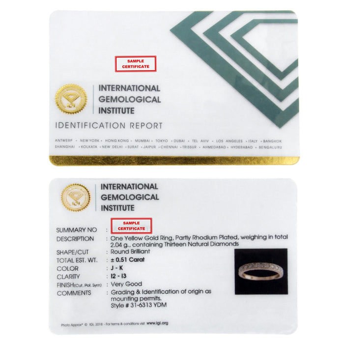 Anillo de banda de garras con cuentas milgrain y diamantes certificados por IGI de 1/2 ct. p.t. en oro amarillo de 10K, foto 6