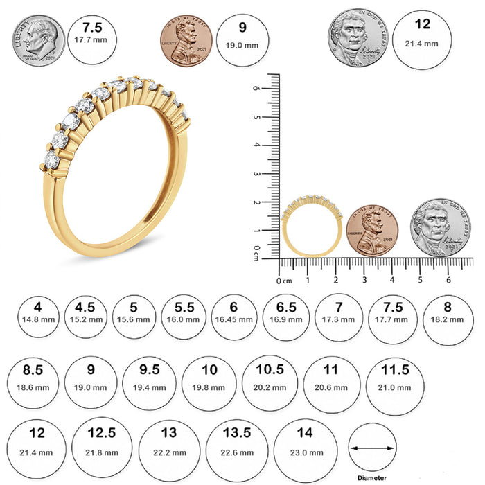 1/2 Ct. T.W. Shared-Prong-Set Brilliant Round-Cut Diamond 11 Stone Band Ring in 14K Yellow Gold-Plated Sterling Silver, photo 6
