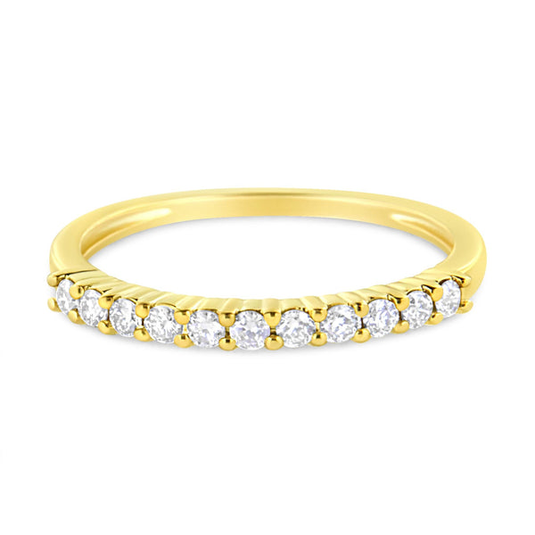 1/4 Ct. T.W. IGI Certified Diamond Prong-Set Fluted Band Style Ring in 10K Yellow Gold, photo 1