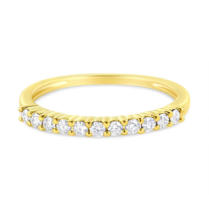 Anillo estilo banda acanalada de garras con diamantes certificados por IGI de 1/4 ct. p.t. en oro amarillo de 10K, foto 1