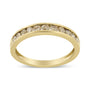 Anillo de banda de canal con 11 diamantes champán redondos de 1/2 ct. p.t. en plata de ley bañada en oro amarillo de 14K, foto 1