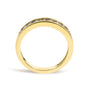 Anillo de banda de canal con 11 diamantes champán redondos de 1/2 ct. p.t. en plata de ley bañada en oro amarillo de 14K, foto 6