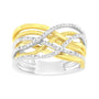 1/10 Ct. T.W. Diamond Multi Row Crossover Ring Band in 10K Yellow Gold-Plated Sterling Silver, photo 1