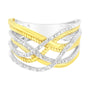 1/10 Ct. T.W. Diamond Multi Row Crossover Ring Band in 10K Yellow Gold-Plated Sterling Silver, photo 6