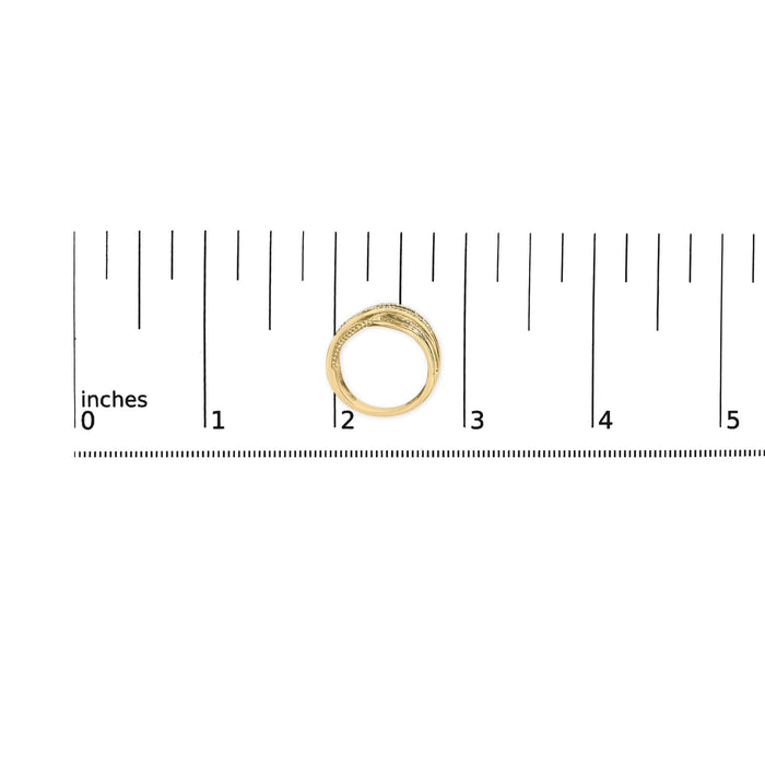 1/10 Ct. T.W. Diamond Multi Row Crossover Ring Band in 10K Yellow Gold-Plated Sterling Silver, photo 7