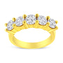 Anillo de boda con 5 diamantes de 2 ct. p.t. de garras compartidas en plata de ley bañada en oro amarillo de 14K, foto 1
