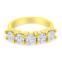 Anillo de boda con 5 diamantes de 2 ct. p.t. de garras compartidas en plata de ley bañada en oro amarillo de 14K, foto 2
