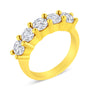 Anillo de boda con 5 diamantes de 2 ct. p.t. de garras compartidas en plata de ley bañada en oro amarillo de 14K, foto 4