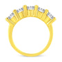 Anillo de boda con 5 diamantes de 2 ct. p.t. de garras compartidas en plata de ley bañada en oro amarillo de 14K, foto 5