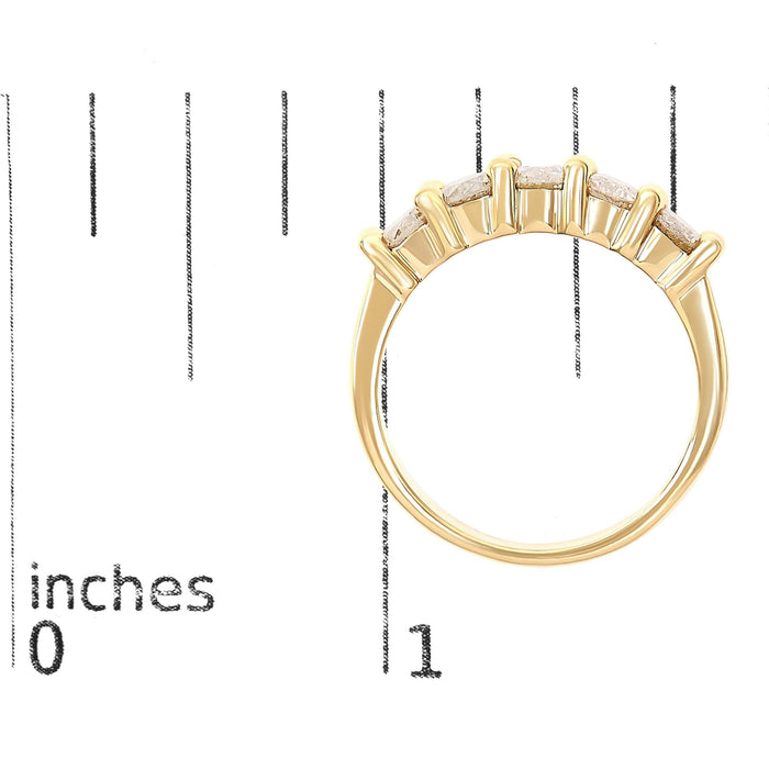 Anillo de banda de garras compartidas con 5 diamantes de 1 ct. p.t. en plata de ley bañada en oro amarillo de 14K, foto 7