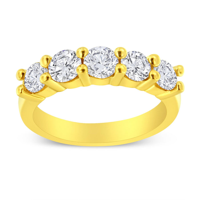 Anillo de banda de aniversario con diamantes de 1 1/2 ct. p.t. en plata de ley bañada en oro amarillo de 14K, foto 1