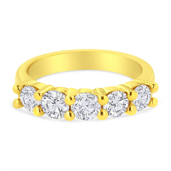 1 1/2 Ct. T.W. Shared-Prong-Set Round-Cut Diamond Anniversary Band Ring in 14K Yellow Gold-Plated Sterling Silver, photo 2