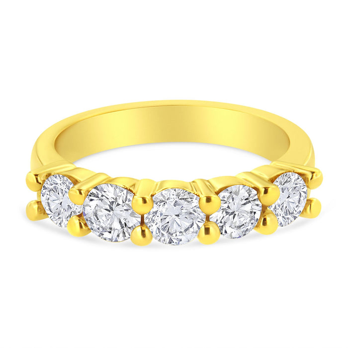 Anillo de banda de aniversario con diamantes de 1 1/2 ct. p.t. en plata de ley bañada en oro amarillo de 14K, foto 2