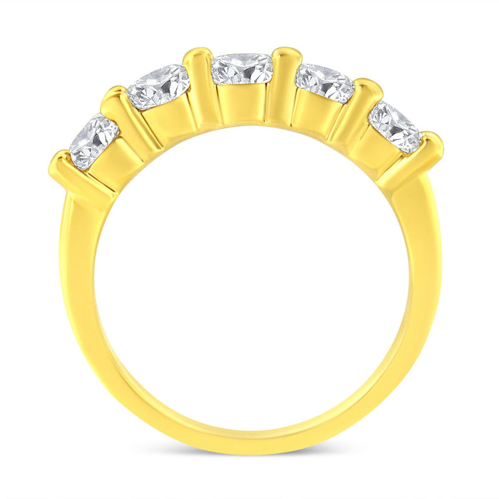 Anillo de banda de aniversario con diamantes de 1 1/2 ct. p.t. en plata de ley bañada en oro amarillo de 14K, foto 5
